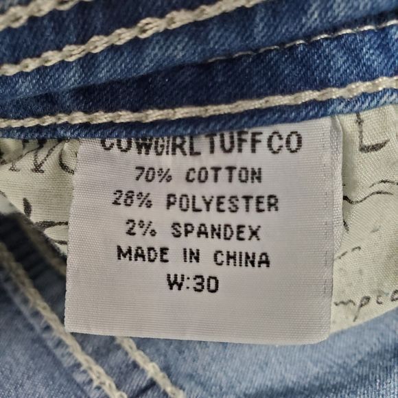 Cowgirl Tuff American Pride Flag Distressed Mid Rise Blue Enim Jeans Sz 30 - Picture 4 of 6